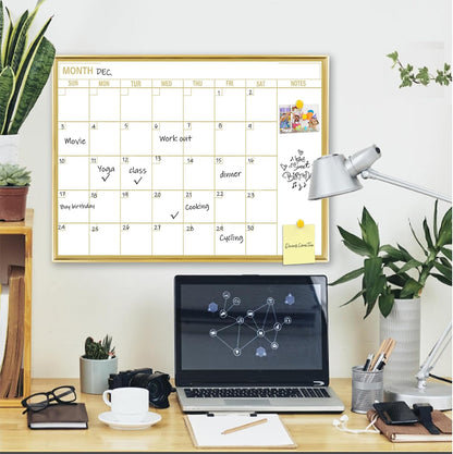 Gold Weekly Dry Erase Board for Wall,12"x16",Gold Metal Frame Weekly Planner Whiteboard for to Do List, Memo, School, Home, Office, Kitchen-GZ