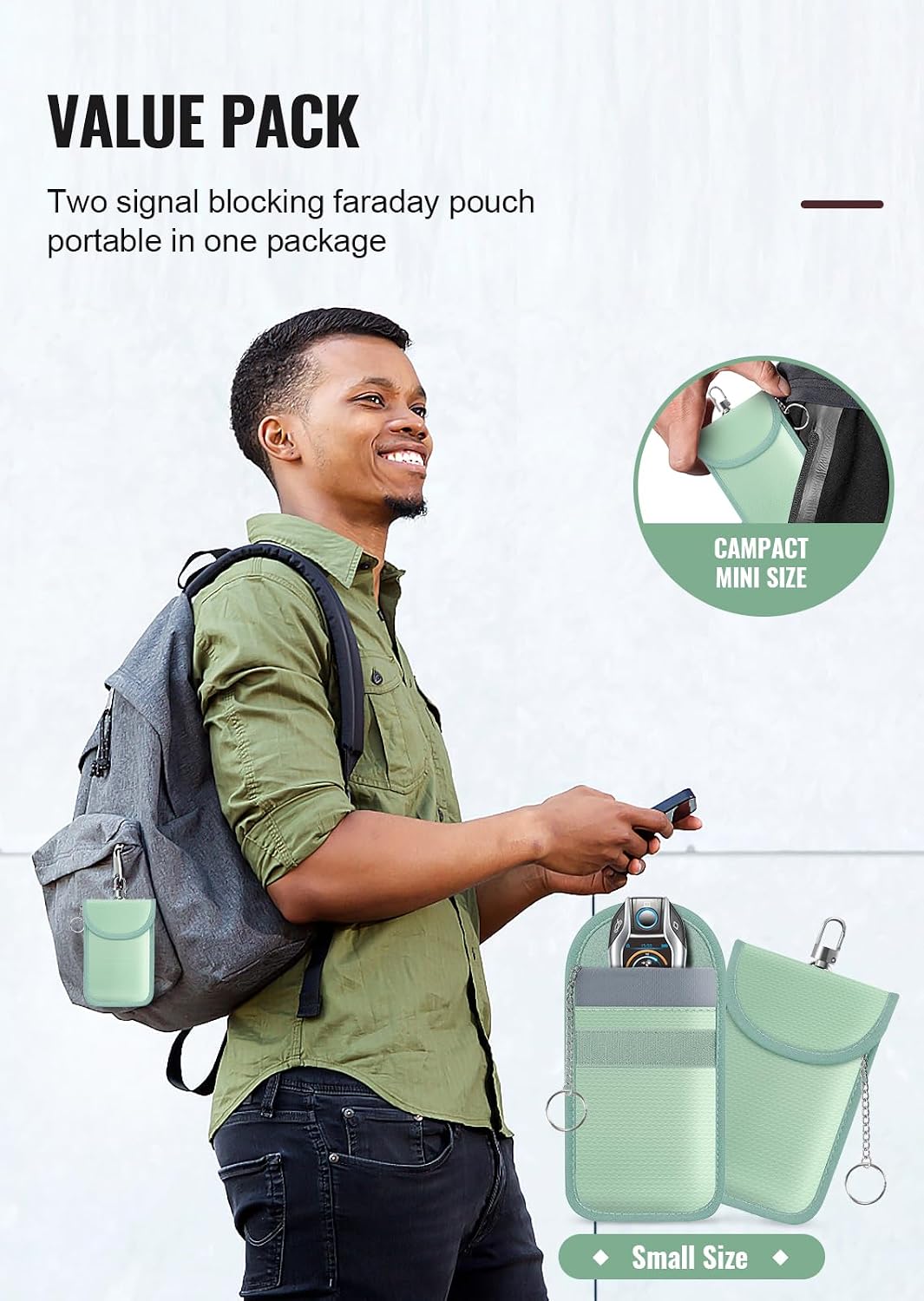 Faraday Pouch for Car Keys, Faraday Bag, Car RFID Signal Blocking Holder, Key Fob Protector, Key fob cage Block Signal Anti-Theft Fob Case (2 Pack)