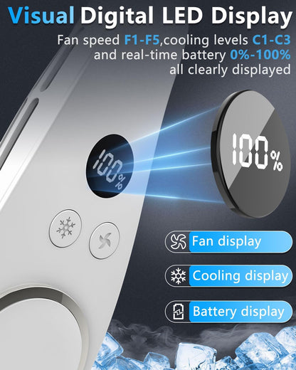 Portable Fan Clip on Pants-Personal Little Light Weight Waist Fan Coolclip Belt Hip Pocket Hard Hat,Wireless Wear Charging Battery Powered Quiet Undershirt Waist Band Coolclip Fans Adult Kid White