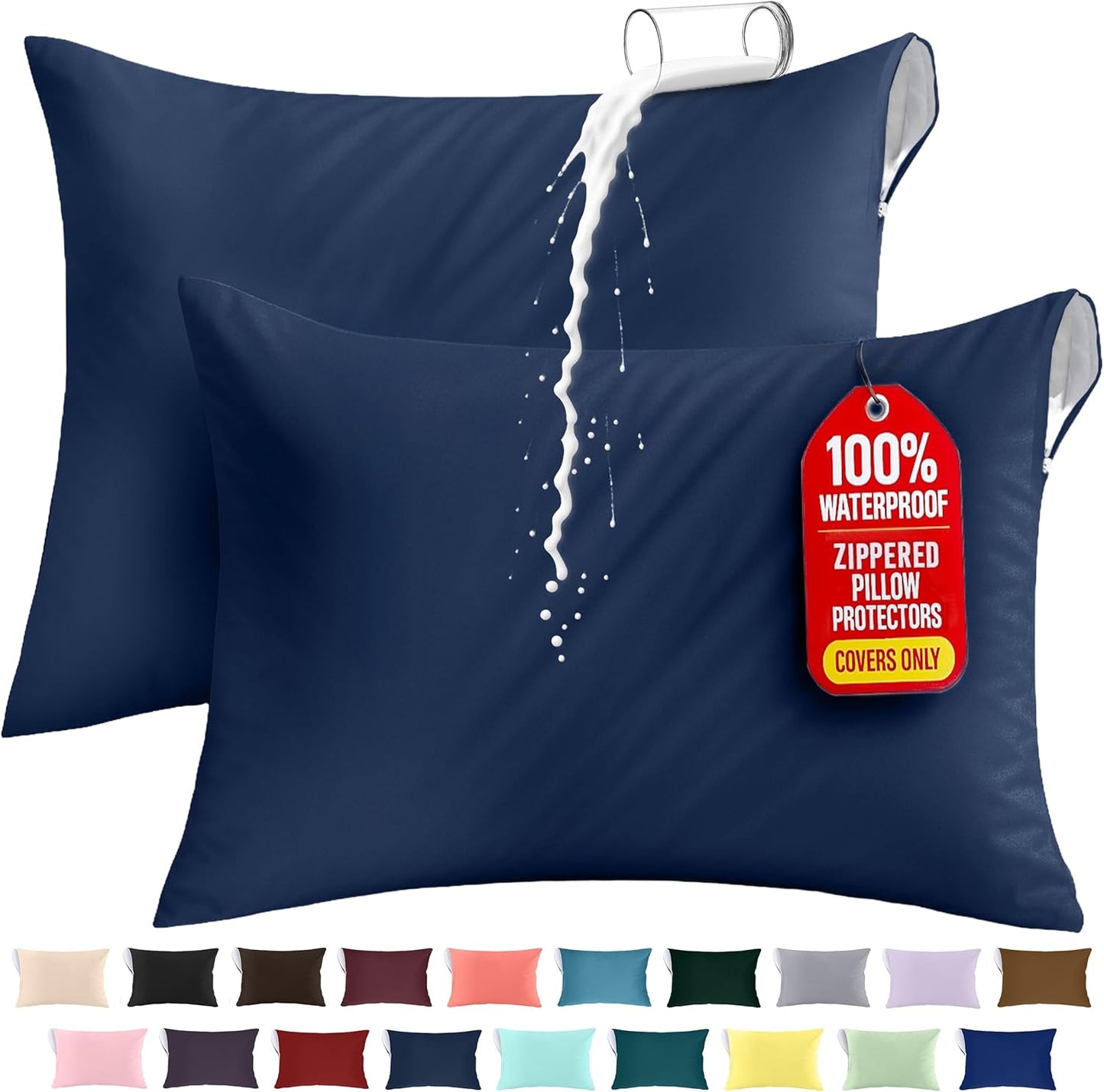 Utopia Bedding Premium 100% Waterproof Pillow Protectors with Zipper Standard Size (Set of 4), Bed Bug and Dust Mite Proof Zippered Pillow Covers, Pillow Encasement Cases, Gray