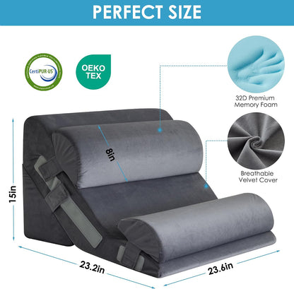 MEGCXIT Wedge Pillow Set for After Surgery, Bed Wedge, 3PCS, White/Grey