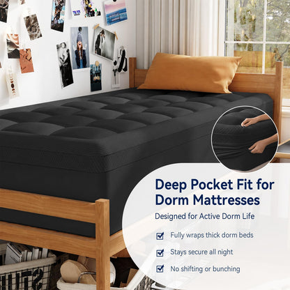 ELEMUSE Twin XL Dorm Dual Layer 3 Inch Memory Foam Mattress Topper for College, Dorm Room Essentials, 2 Inch Cooling Gel Foam and 1 Inch Soft Pillow Top Bed Pad,Back to School Comfortable Support