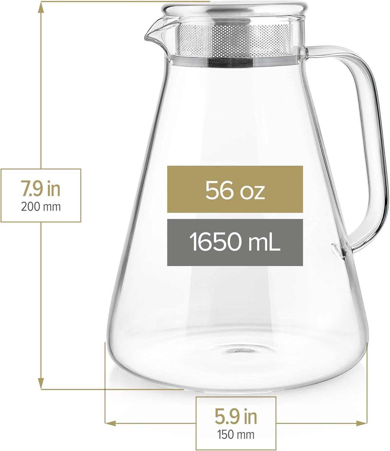 Teabloom One-Touch Tea Maker, 2-in-1 Teapot and Kettle with Stainless Steel Filter Lid for Loose Tea – Stain-Free Borosilicate Glass Teapot (27 Oz) – Tea Connoisseur's Choice