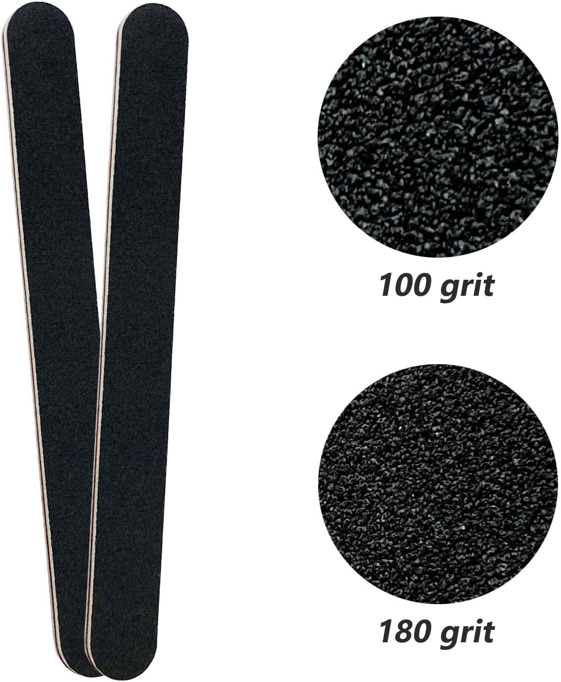 Nail File and Buffer Block, Professional Manicure Tools Kits, 100/180 Grit, Black Nail Pedicure File and Sanding Buffing Grinding Plisher File