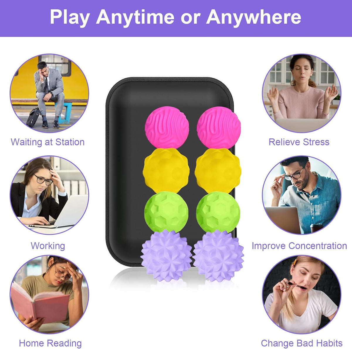 BUSOHA Silicone Magnetic Fidget Balls - 4 Pack Fidget Toys for Adult