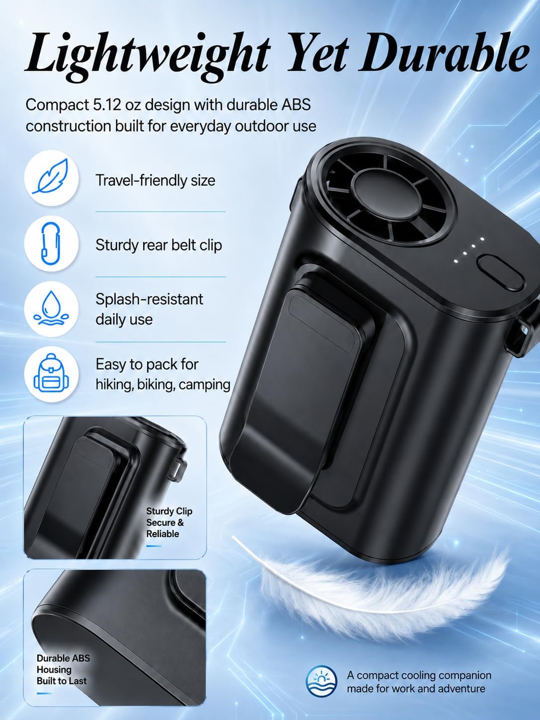 Waist Fan Portable Ultra Lightweight Design