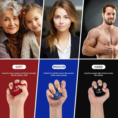 Stress Ball, Tri-Density Stress Balls for Adults & Grip Strengthening, Squeeze Balls for Hand Therapy, Squishy Stress Ball, Hand Strengthener Ball, Hand Balls for Therapy