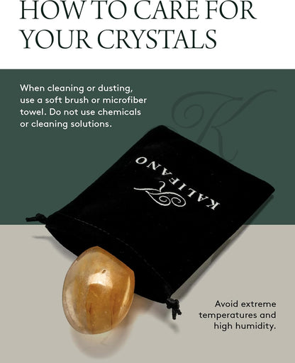 KALIFANO Palm Stone with Healing & Calming Effects - AAA+ Grade High Energy Worry Stone with Information Card - Reiki Crystal Used for Courage (Family Owned and Operated)
