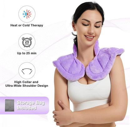 MORLIDEN Neck Heating Pad Microwavable for Shoulders, Warmer Wrap Microwave Heating Pad for Neck and Shoulders for Pain Relief (Navy Blue)