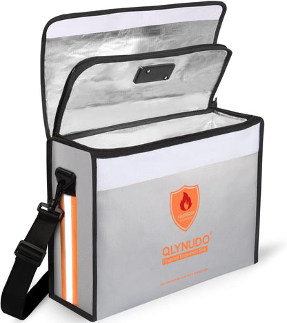 Large Fireproof Bag for Documents, Fire Safe Box for 3-Ring Binders