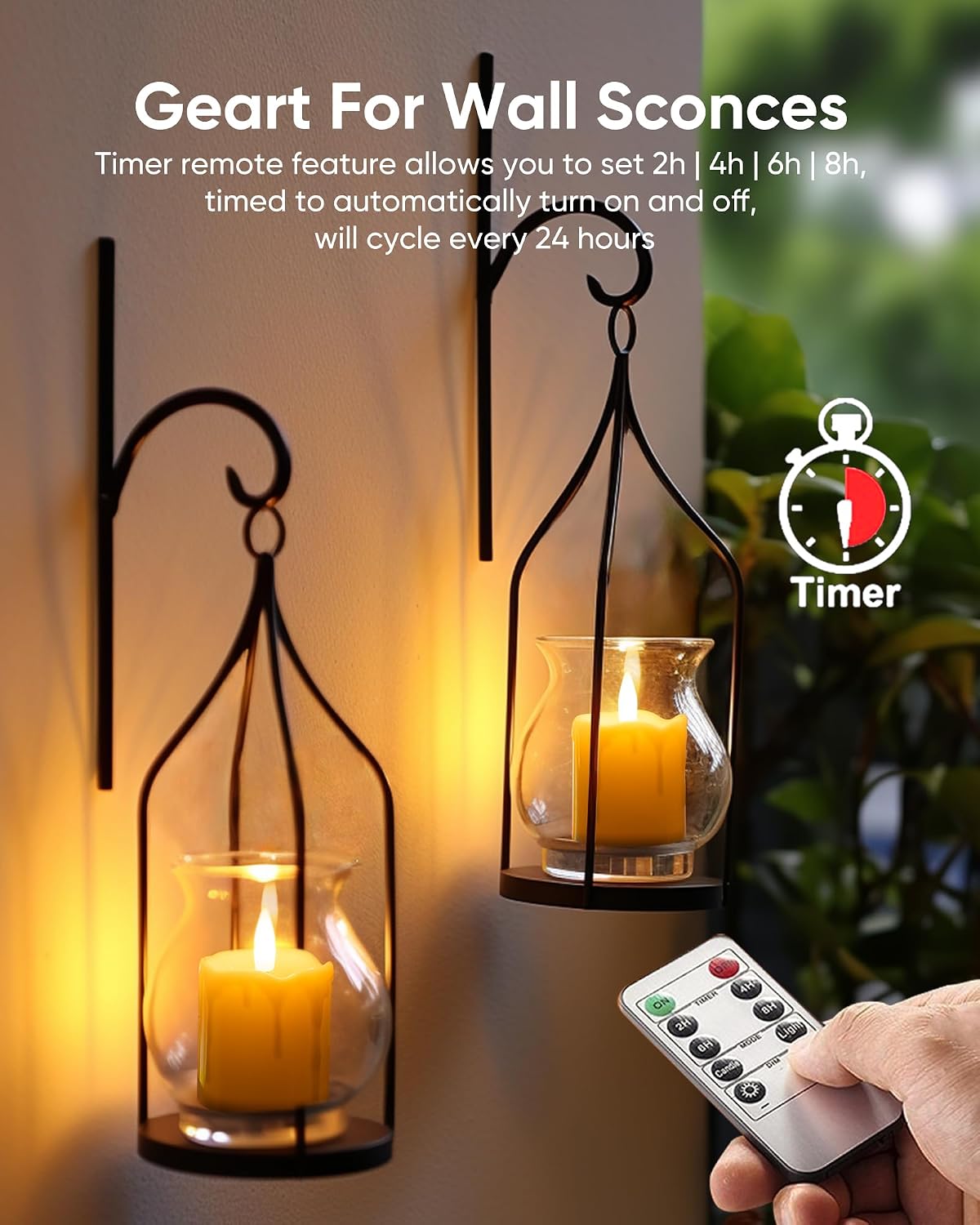 Homemory Flameless Votive Candles with Timer, 2" x 2" Real Wax, 400+Hour Realistic Black Wick Battery Operated Candles, Set of 6 for Wedding, Party and Holiday Decoration (Battery Included)