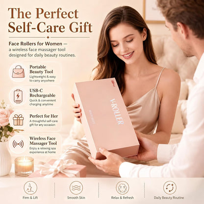 Wireless Face Massager Tool, 8-Roller 3D Face Roller for Women