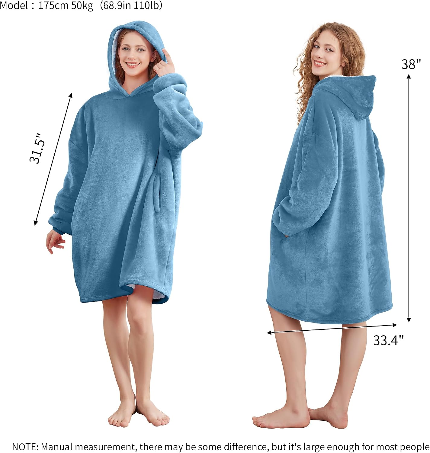 AmyHomie Wearable Blanket Hoodie for Adults & Teens,Oversized Sherpa Hooded Blanket,Warm Cozy Blanket Sweatshirt as Christmas Birthday Gifts for Women Men
