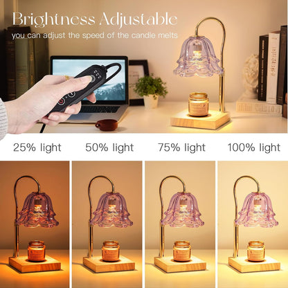 Candeldo Candle Warmer Lamp with Timer: Flower Gold Candle Lamps Height Adjustable Wax Melt House Warming Gifts New Home Decor Mothers Day Birthday Gift for Women Mom