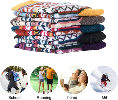 YANGYANG 5 Pairs Winter Warm Thick Crew Knit Socks for Women, Christmas Gifts, Stocking Stuffers