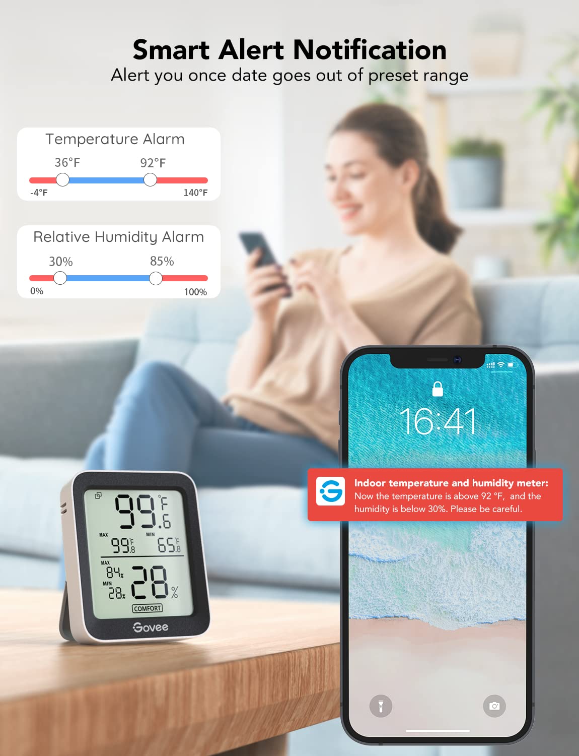 Govee Indoor Hygrometer Thermometer 2Pack H5075 with Bluetooth App Control | Room Temperature Humidity Meter, 164ft Remote Monitor, Smart Alerts, 2 Years Data Storage Export, for Bedroom Wine Cellar