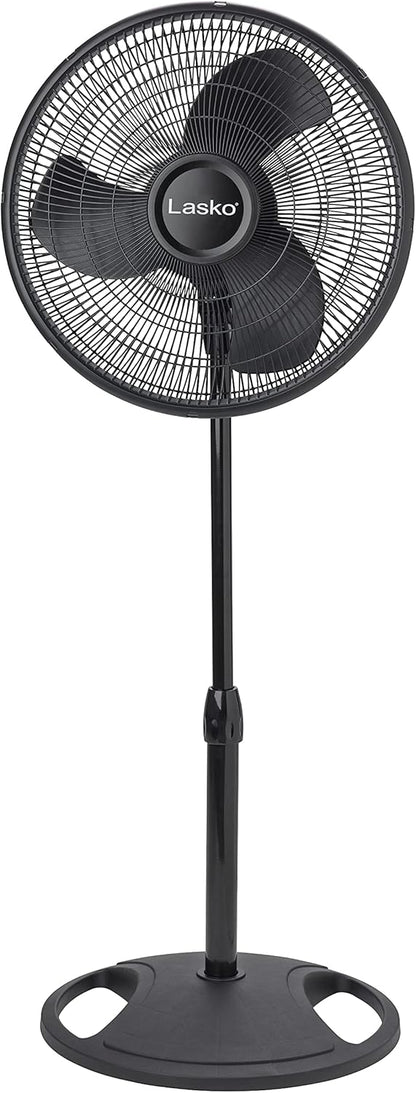 Lasko Oscillating Adjustable Pedestal Stand Fan with Timer and Remote for Indoor, Bedroom, Living Room, Home Office & College Dorm Use, 16 Inch, White, 1646