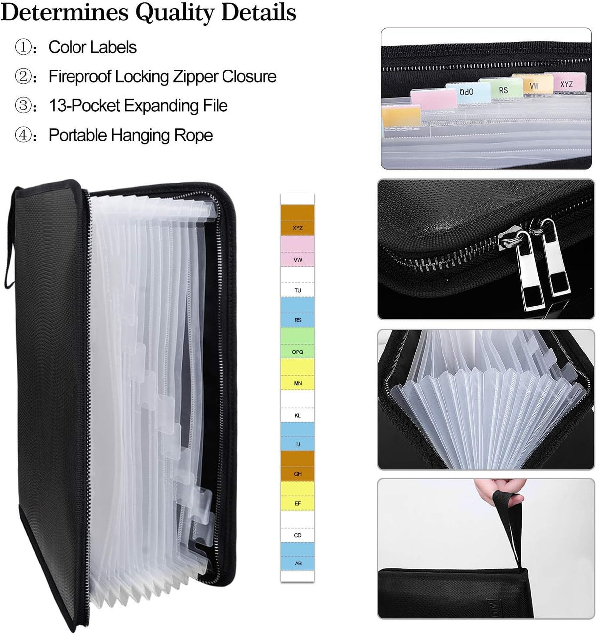 ENGPOW Expanding File Folder,Fireproof 13 Pockets Document Organizer Bag