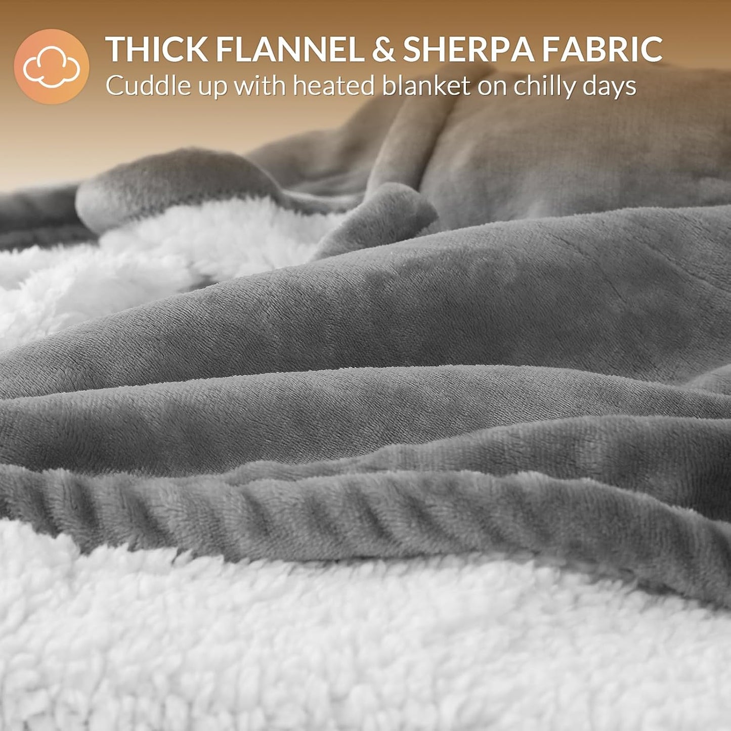 HOMLYNS LuxeHeat Heated Blanket Electric Blanket, Soft Flannel Sherpa Heated Throw, Heating Blanket with 5 Heat Settings, 3 hrs Timer Auto Shut Off (50x60 inches, Purple), Only for 120V Voltage Use