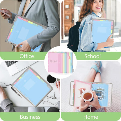 Uquelic Document Organizer, Soft PVC 3 Ring Binder with 12 Pockets