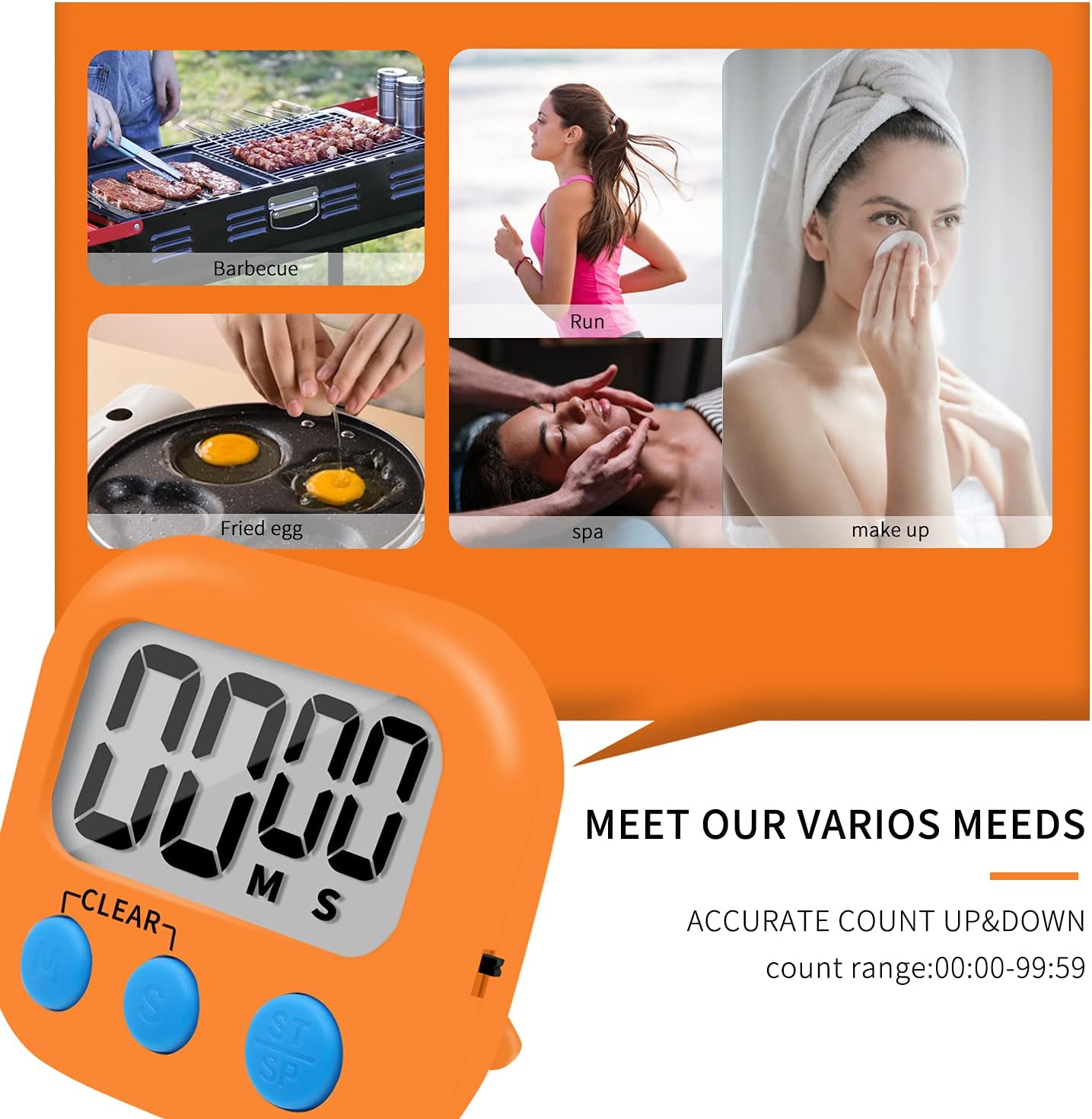 6 Pack Small Digital Kitchen Timer Magnetic Back and ON/Off Switch,Minute Second Count Up Countdown (Multicolored)