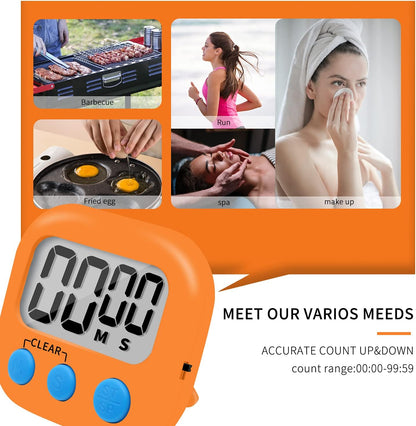 6 Pack Small Digital Kitchen Timer Magnetic Back and ON/Off Switch,Minute Second Count Up Countdown (Multicolored)