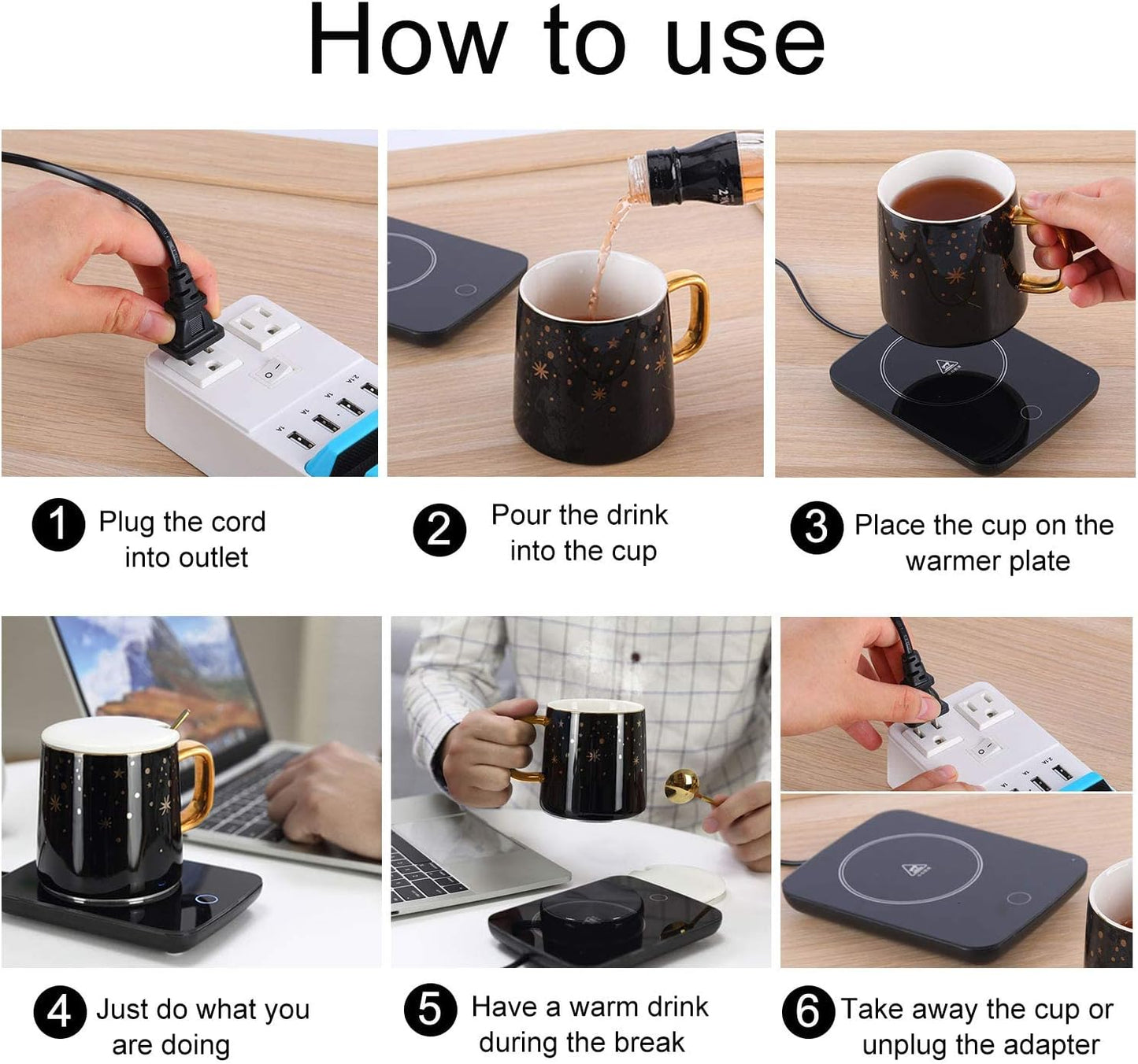 Misby Mug Warmer, Coffee Cup Warmer with Auto Shut Off, Gravity-Induction Coffee Warmer for Desk Use, Coffee Mug Warmer for Coffee Lovers Gift Keep Beverages Coffee Warmer (Black)