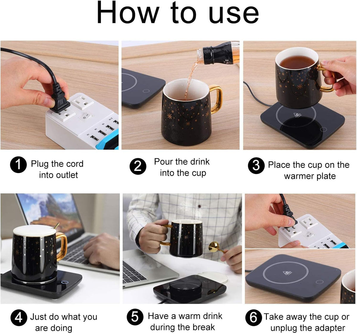 Misby Mug Warmer, Coffee Cup Warmer with Auto Shut Off, Gravity-Induction Coffee Warmer for Desk Use, Coffee Mug Warmer for Coffee Lovers Gift Keep Beverages Coffee Warmer (Black)