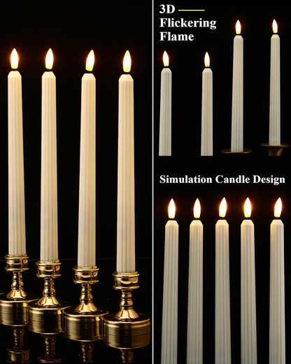 Treela 72 Pcs Flameless LED Taper Candles Battery Operated Candles Bulk 11 Inch Flickering Fake Candlesticks with Warm Light for Valentines Day Church Wedding Party Battery Not Included(Classic,Ivory)