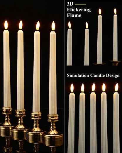 Treela 24 Pcs Flameless Taper Candles Battery Operated Bulk Fake Candles Light LED Candle Sticks Flickering Tapered for Easter Wedding Anniversary Decoration(Basic,11 Inch,Ivory)