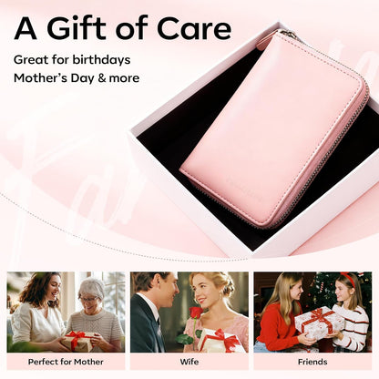 FAMILIFE Gifts for Women, Manicure Set Professional Manicure Kit 11 in 1 Nail Kit Nail Clippers Tools Stainless Steel with Rose Gold Leather Case Travel Sets