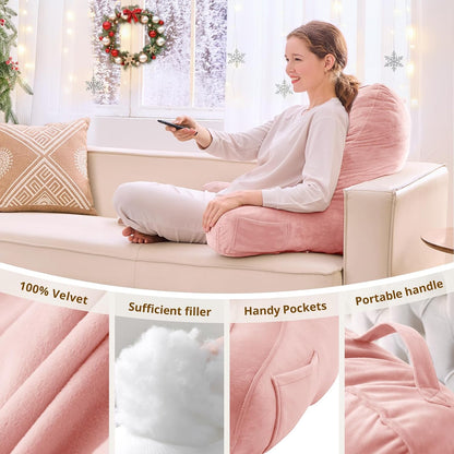 Sasttie Reading Pillows for Sitting in Bed Adult, Back Pillow Bed Sitting Up, Back-Rest Support Cushion for Sit Up on Couch, Sofa, and Floor, Dorm Essentials, Oeko-Tex Certified, Dark Grey