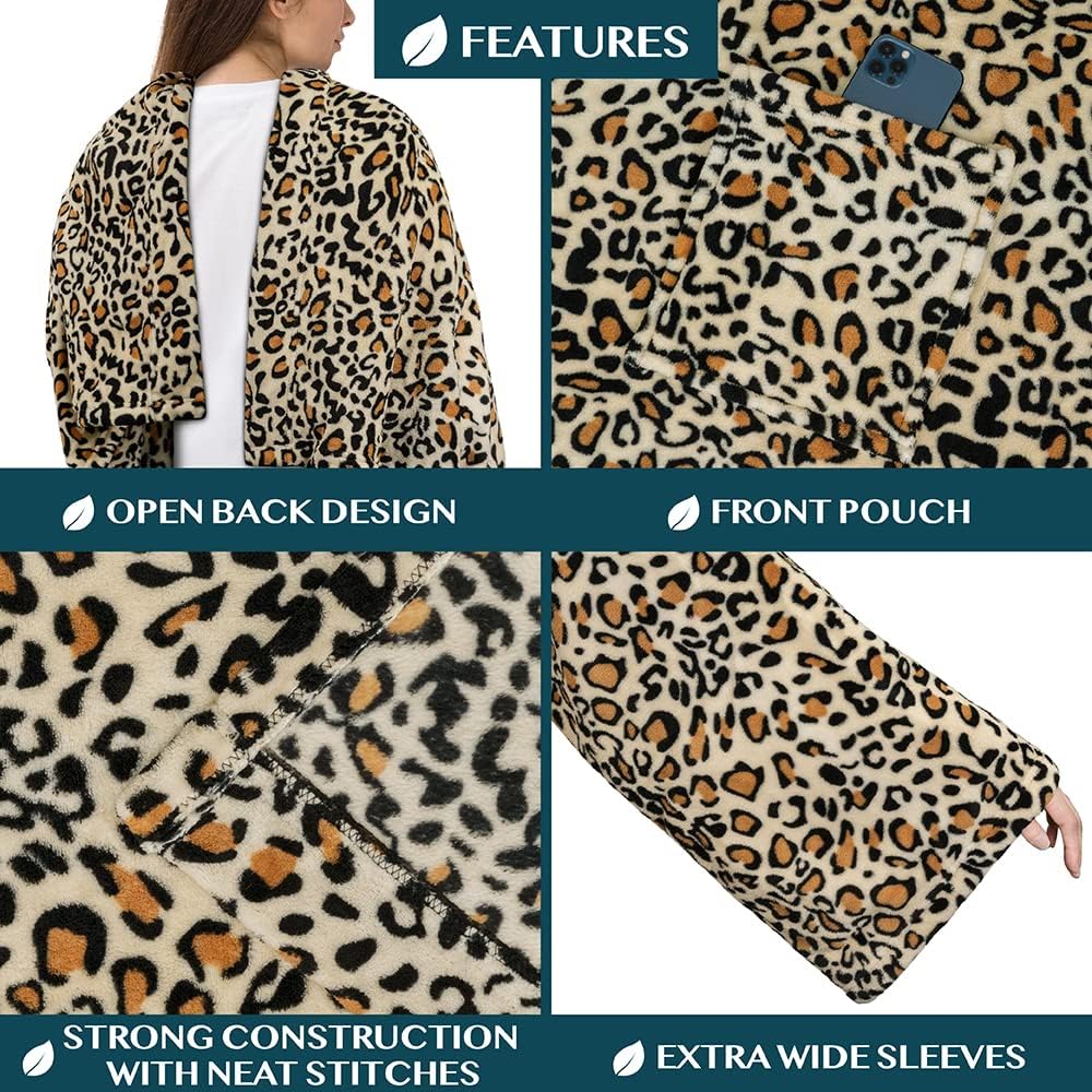 PAVILIA Wearable Blanket with Sleeves for Adult Women Men, Cozy Fleece Warm Wrap Throw with Arms, Gifts for Christmas, Wife