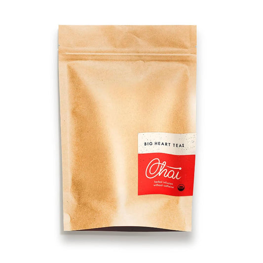Big Heart Tea Co. Tea Bags - Fiery Masala Chai - Certified Organic, Ayurvedic Herbal Decaf Tea with Small Batch Ground Sweet Herbs and Spices including Adaptogenic Tulsi, Rooibos, Ginger, 50 Pack