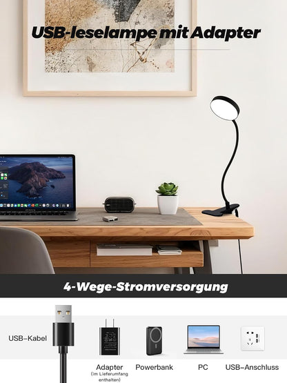 Clip on Light,10 RGB Colors+10 Brightness Small Desk Lamp with Clamp Light