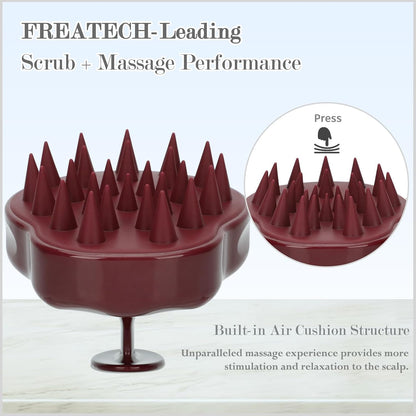FREATECH Scalp Scrubber Scalp Massager Hair Growth, Shower Shampoo Brush with Silicone Bristles for Dandruff Removal and Hair Care, Wet & Dry Hair Massager Scalp Exfoliator for Men Women Kids，Black
