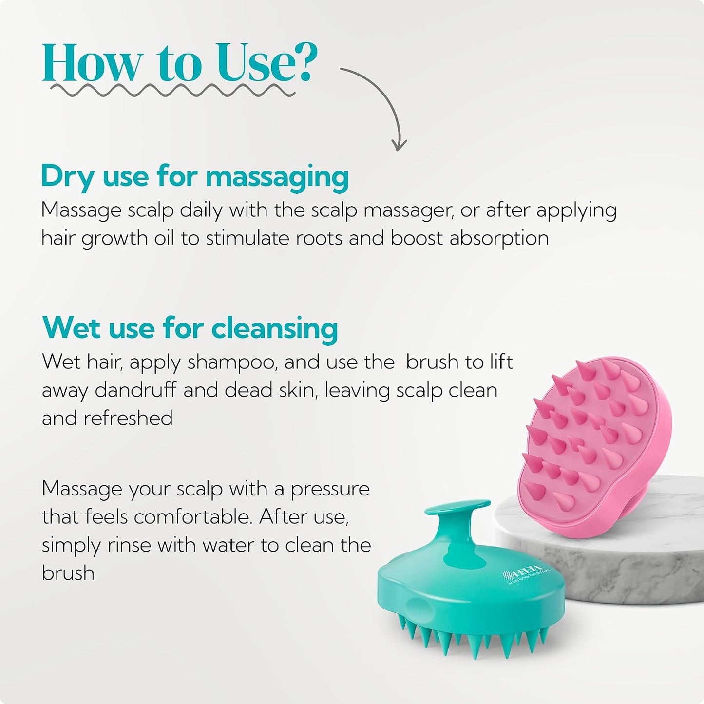 HEETA Hair Scalp Massager Shampoo Brush 2 Pack, Soft Silicone Bristles to Remove Dandruff, Waterproof Hair Scrubber for Both Wet Dry Use, Suitable for Men & Women (Green & Black)