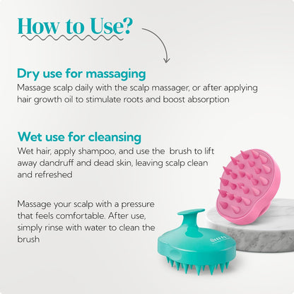 HEETA Hair Scalp Massager Shampoo Brush 2 Pack, Soft Silicone Bristles to Remove Dandruff, Waterproof Hair Scrubber for Both Wet Dry Use, Suitable for Men & Women (Green & Black)