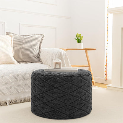 Round Pouf Ottoman 20 x 20 x 14 Inches Boho Poof Home Decor Floor Pouffe Ottoman Foot Rest for Couch Sofa Bean Bag Chairs Living Room Bedroom (Green)