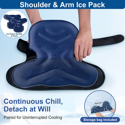 SuzziPad Shoulder Ice Pack Wrap for Rotator Cuff, Baseball Pitchers & Arm