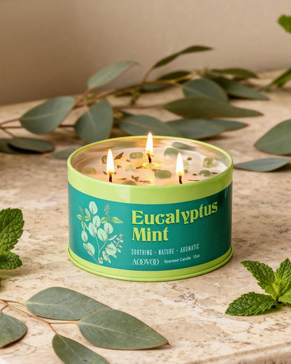 AOOVOO Sage Candle for Cleansing - 3 Wick 12oz Large Scented Candle with Crystals & Sage Leaves Inside, Soy Candles Non Toxic for Meditation Spiritual Gift, Aromatherapy Candle for Women Men