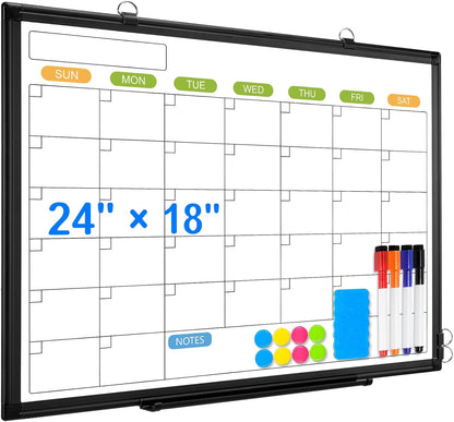 24" x 18" Magnetic Monthly Dry Erase Whiteboard Calendar for Wall