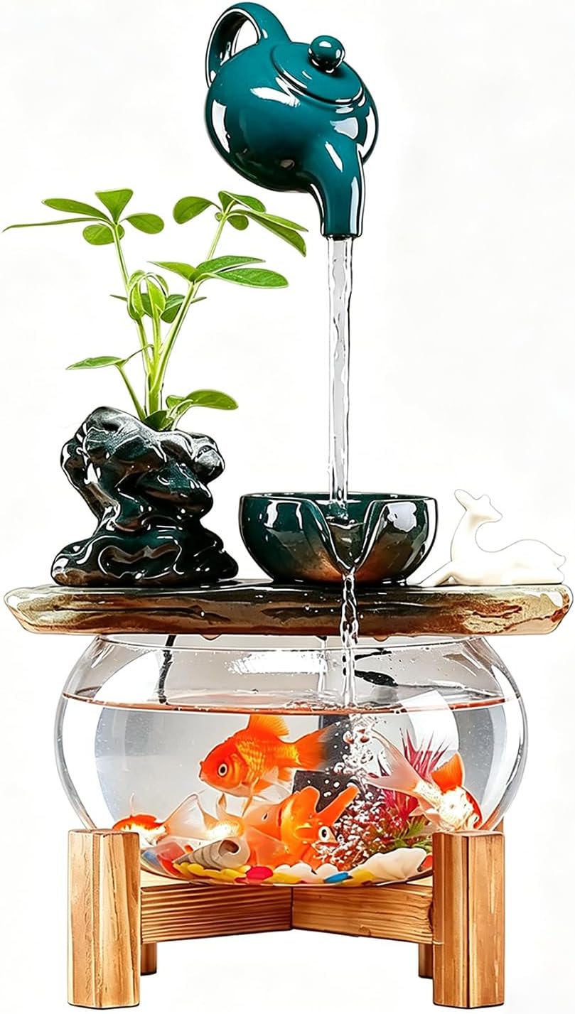 Small Tabletop Water Fountain, Tabletop Fountain Indoor Waterfall Fish Tank