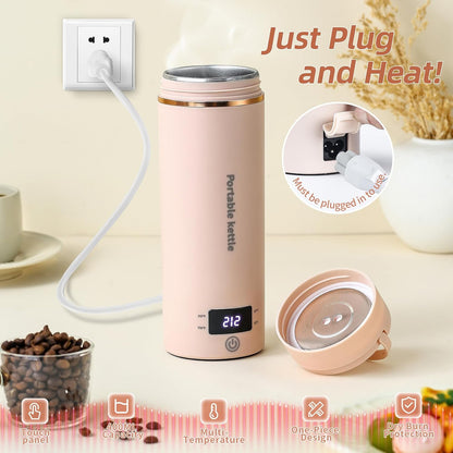 Touxila Portable Electric Kettle for Travel 120V, 13.5oz, 4 Temp Settings
