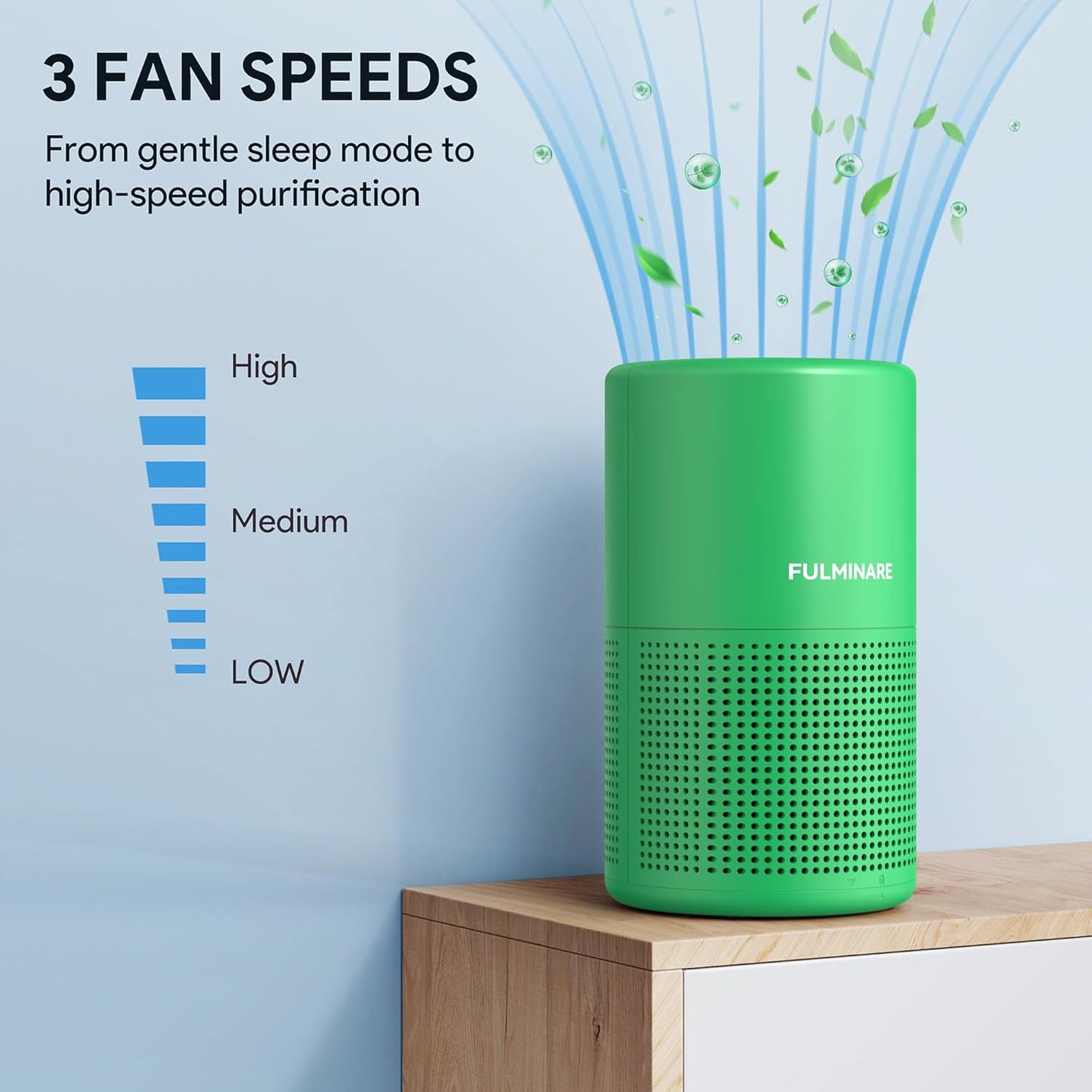 FULMINARE Air Purifiers for Home Bedroom H13 HEPA Air Purifier, 3 Speeds, Timer, 24dB, Small Mini Air Purifier with Night Light, Sage Green