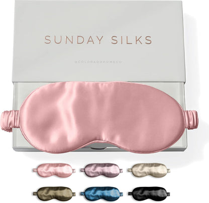 SUNDAYSILKS™ | Adjustable Silk Sleep Mask for Side Sleeper | Cloud-Like Comfort, Weighted for Deep Sleep | Soft Sleep Face Mask for Women & Men, Full Blackout, Cooling Silk Eye Mask for Sleeping