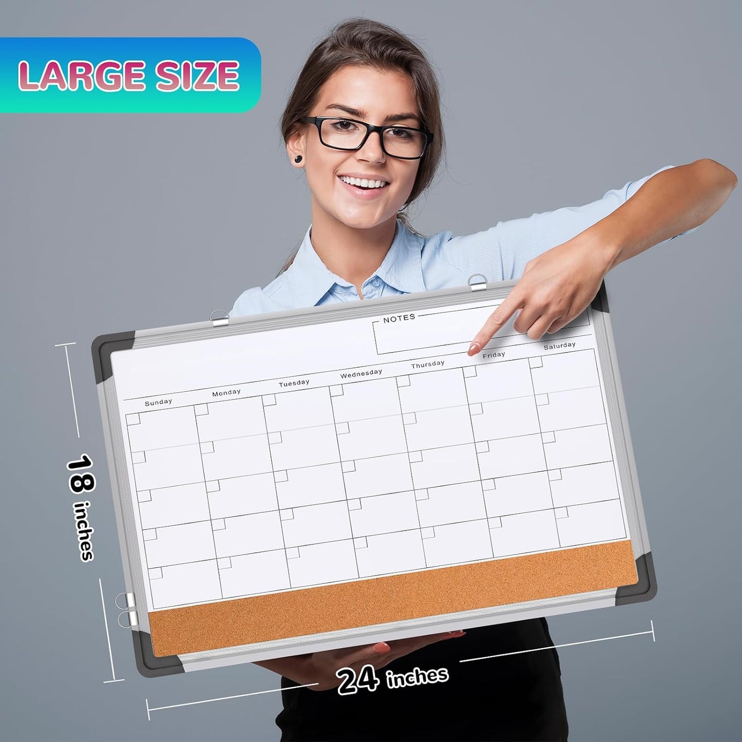 Weekly Calendar Whiteboard for Wall, 16x12 Inches Dry Erase Board, Small Magnetic White Board, Double-Sided Hanging Board for Office School Home Kitchen, Portable Board for Drawing Planning To Do List