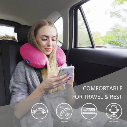 Travel Pillow Memory Foam for Airplanes - Neck Pillow for Traveling, Car, Home, Flight Pillow for Sleeping with Attachable Snap Strap Soft Washable Cover, Provide Head Neck Support Rest, Dark Gray