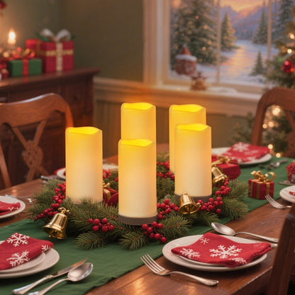 Flameless Candles 4" 5" 6" Outdoor Indoor Pillars Battery Operated Flickering Candles Include 10-Key Remote Timer 400+ Hours by 2 AA Batteries (Ivory Candle - Warm light, 3"D x 4"|5"|6" H - 3 Pack)
