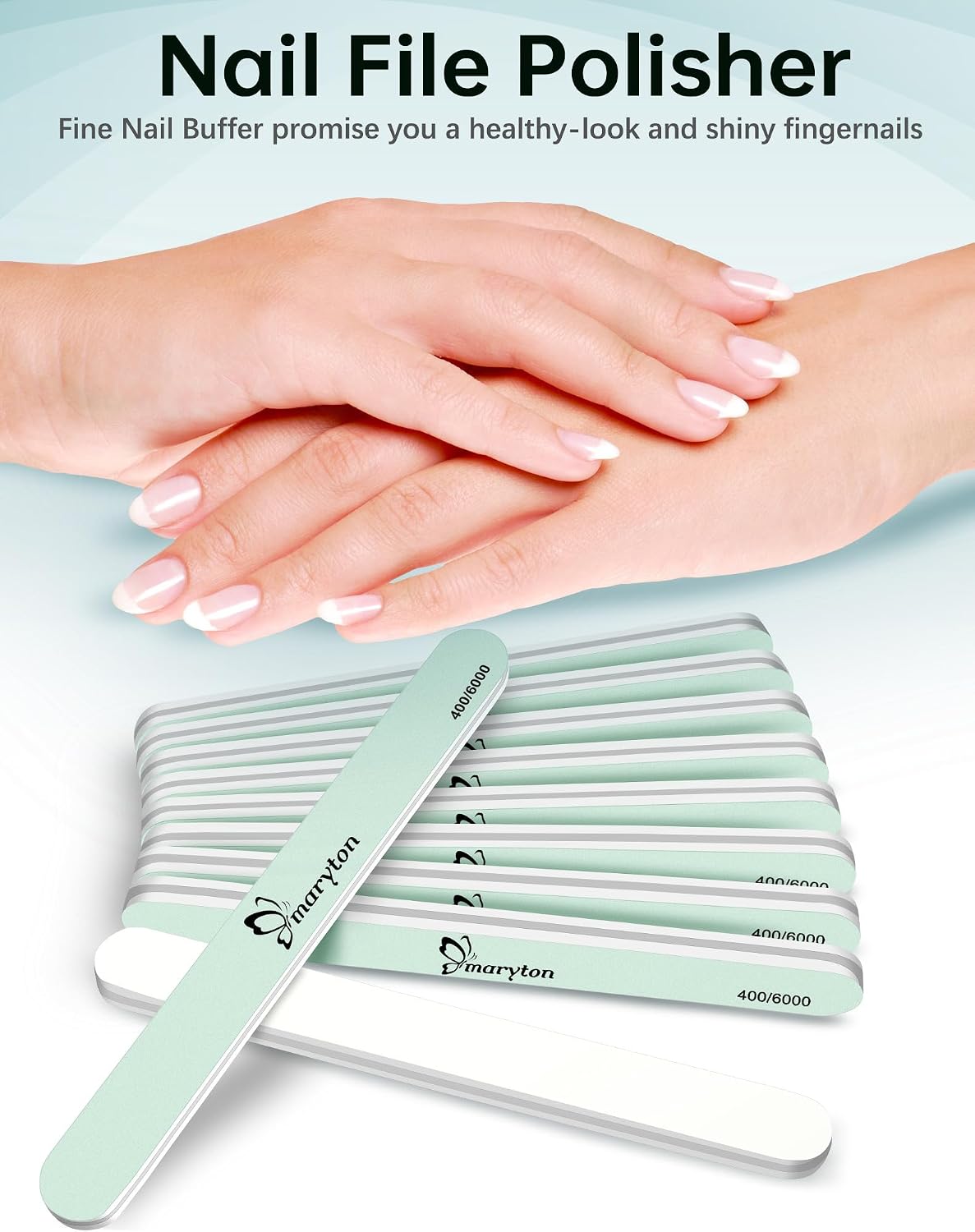 Maryton Nail Buffer 10PCS - Salon Shine for Natural Nails, 400 6000 Grit